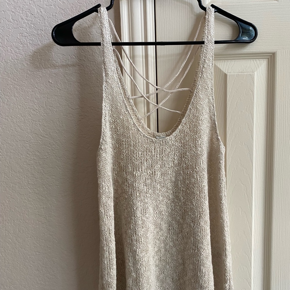 American eagle strappy cream colored knit top